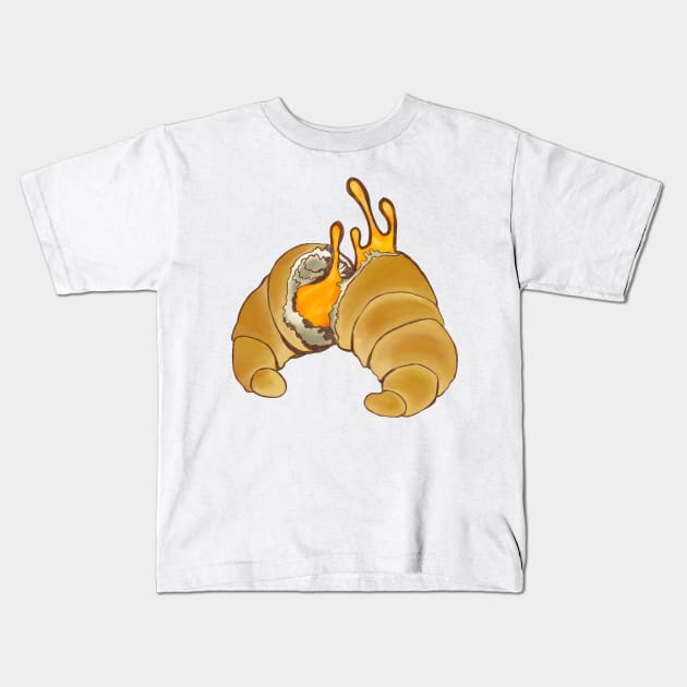 Creamy Croissant - Beautiful French Pastry Breakfast - Yellow Kids T-Shirt by Uwaki